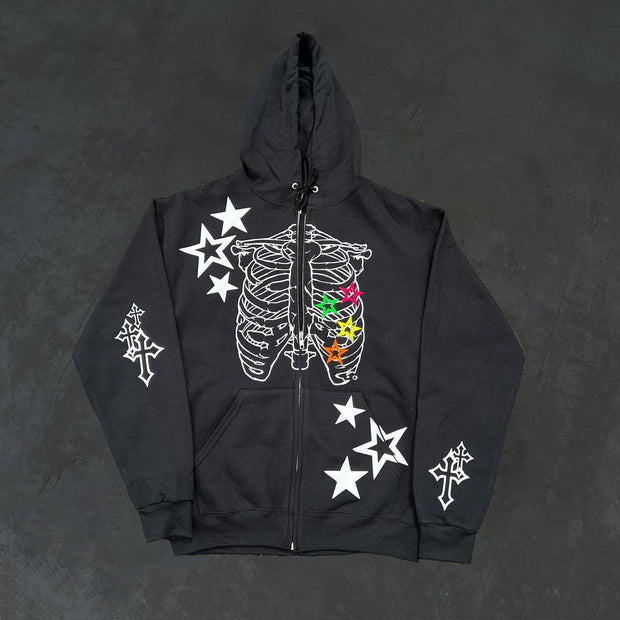 Street style trend design printed cardigan hoodie