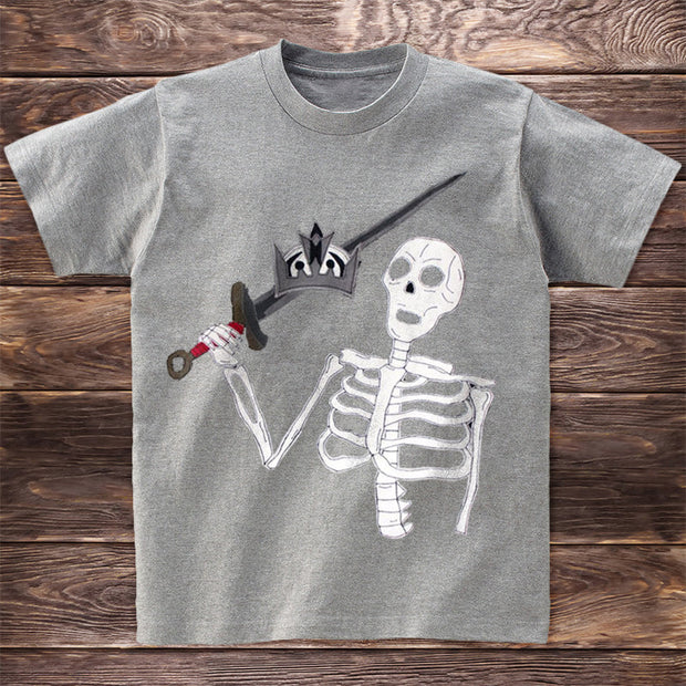 Personalized skull print short-sleeved T-shirt