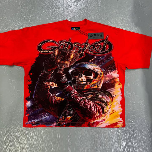 Personalized skull print short-sleeved T-shirt