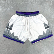 statement-print varsity track shorts