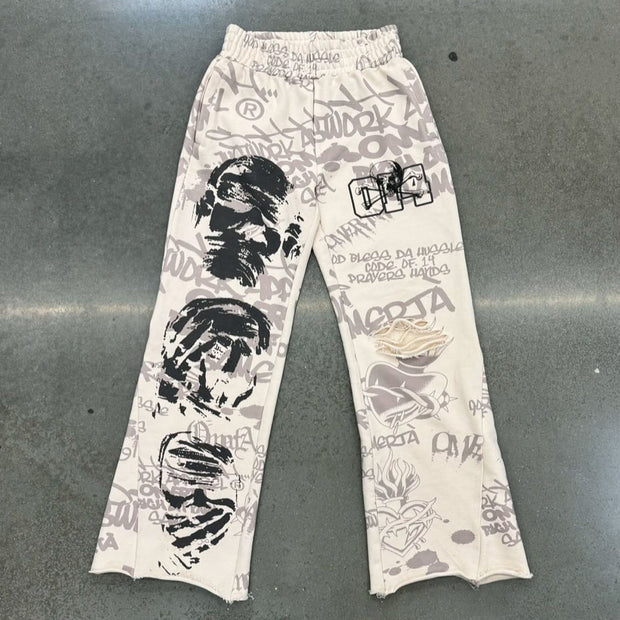 Street graffiti casual street retro heavyweight sports pants