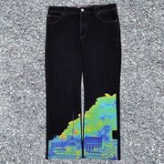 Street retro fashion casual urban pattern trousers