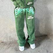 Casual Street Retro College Wide Leg Sweatpants