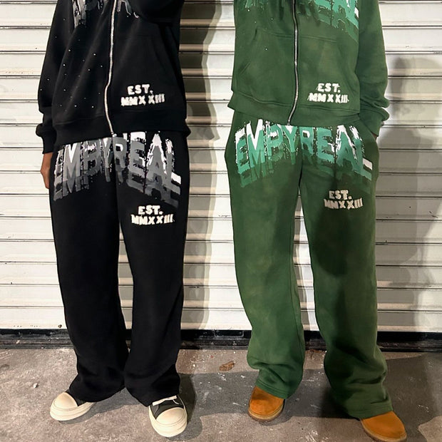 Casual Street Retro College Wide Leg Sweatpants