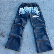 Casual Street Retro College Wide Leg Sweatpants