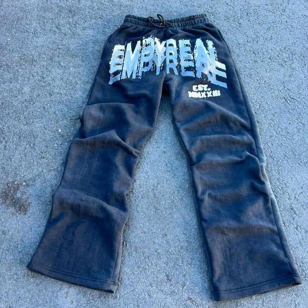 Casual Street Retro College Wide Leg Sweatpants