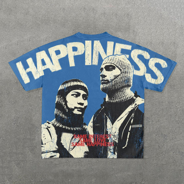 Happiness Print Short Sleeve T-Shirt