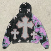 Personalized street style cross loose hoodie