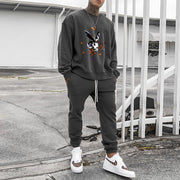 Casual personality pattern fashion sweatshirt and trousers multicolor suit