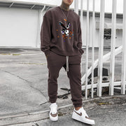 Casual personality pattern fashion sweatshirt and trousers multicolor suit