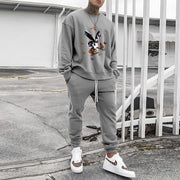 Casual personality pattern fashion sweatshirt and trousers multicolor suit