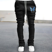 Slim fit flared trousers with vintage butterfly print