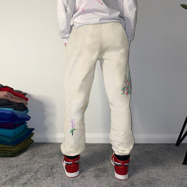College style casual men's printed basic trousers