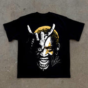 Hippie Punk Character Portrait Print Short Sleeve T-Shirt