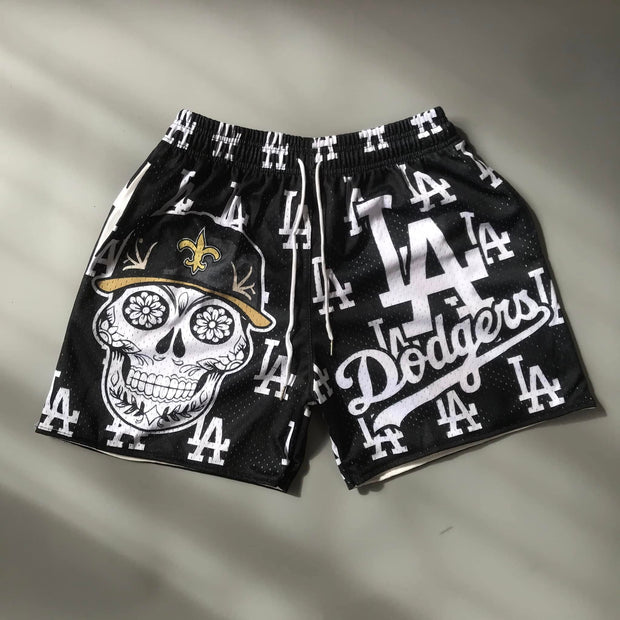Personalized skull print sports shorts