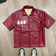 Leather embroidered casual street shirt