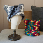 Cat ears handmade crochet couple wool knitted hat