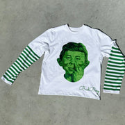 Fashion Fake Two Bad Boy Print Long Sleeve T-Shirt