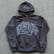 Stellar Print Long Sleeve Zipper Hoodies
