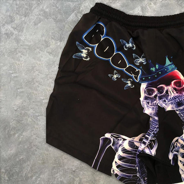 Personalized skull print street style men's shorts