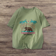 Big bear cartoon print retro T-shirt