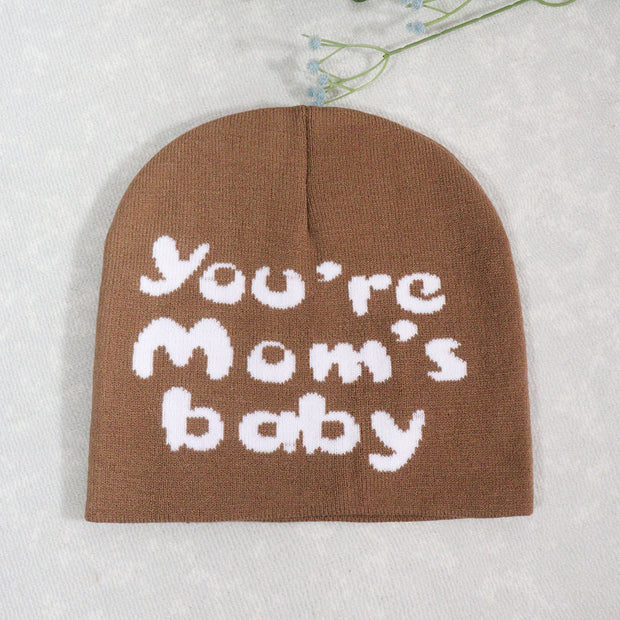 Knitted pullover English letter Y2K jacquard men's and women's hats