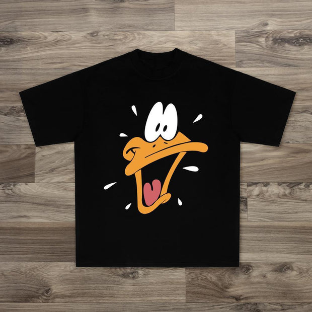 Casual cartoon print round neck T-shirt