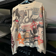 Fashionable Multi-element Print Long Sleeve Sweatshirt