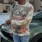 Fashionable Multi-element Print Long Sleeve Sweatshirt