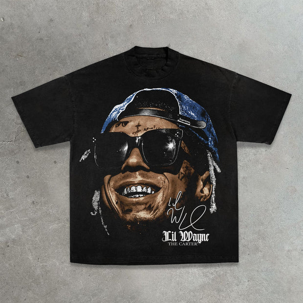 Rap music festival printed cotton T-shirt