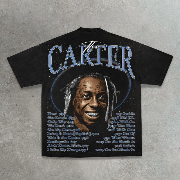 Rap music festival printed cotton T-shirt