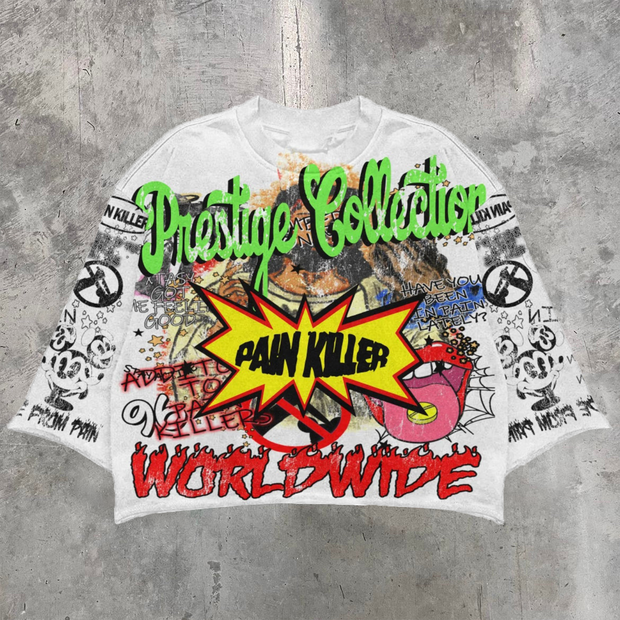 Personalized street print graffiti short-sleeved T-shirt