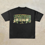 Vintage Rose Print Short Sleeve T-Shirt Loose Couple Fit