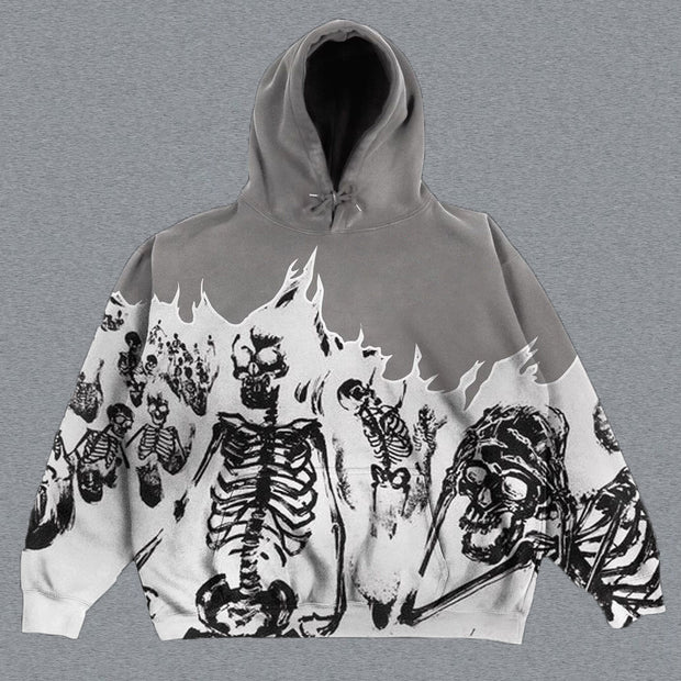 Personality Skull Print Long Sleeve Hoodie