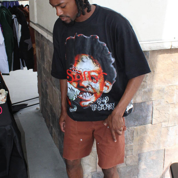 Street graffiti character print T-shirt