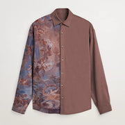 Retro print stitching fashion shirt