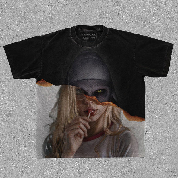 Casual Fashion Printed Round Neck Vintage T-Shirt