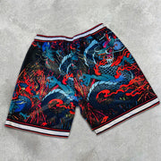 Dragon Graphic Print Elastic Shorts