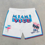 Miami Graphic Print Elastic Shorts