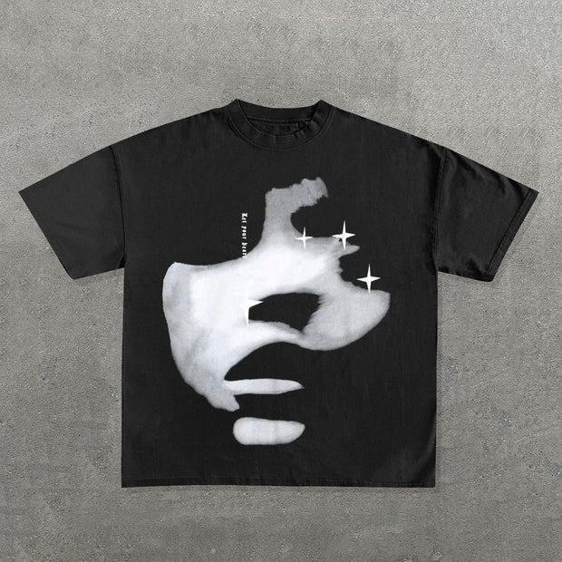 Letters Five-pointed Print Short Sleeve T-Shirt