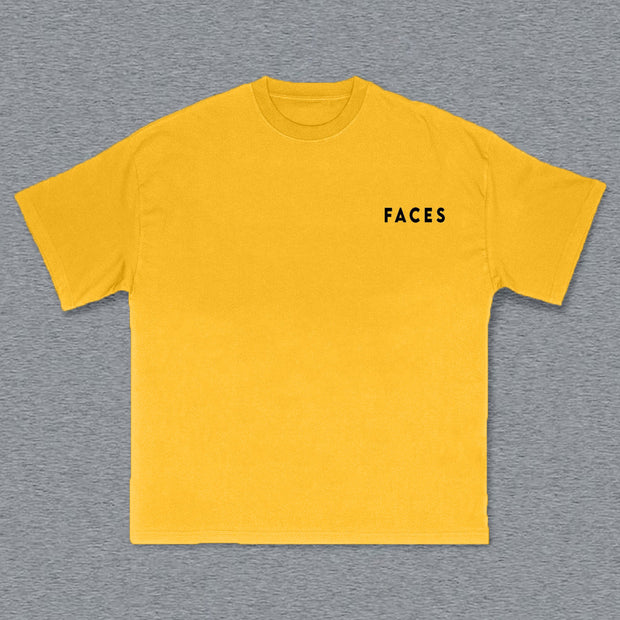 Faces Print Short Sleeve T-Shirt