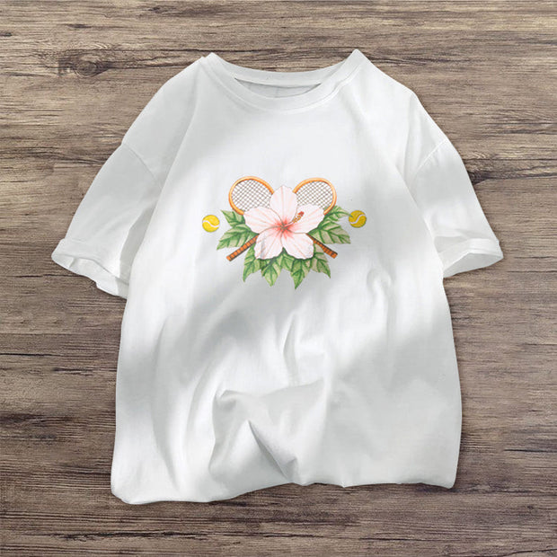 Tide brand flower-shaped loose short-sleeved T-shirt