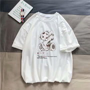 Hong Kong style cartoon bear print short-sleeved T-shirt