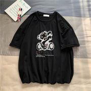 Hong Kong style cartoon bear print short-sleeved T-shirt