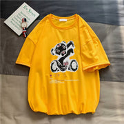 Hong Kong style cartoon bear print short-sleeved T-shirt