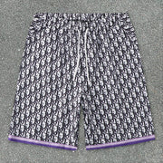 Tide brand casual print striped stand-up collar loose short-sleeved shorts suit