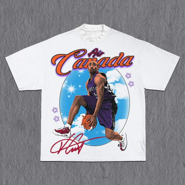 Casual Street Basketball Star Print T-shirt