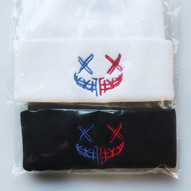 Funny smiley embroidered knitted hats for boys and girls