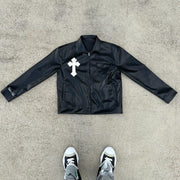 Casual personalized zipper lapel long-sleeved shirt jacket