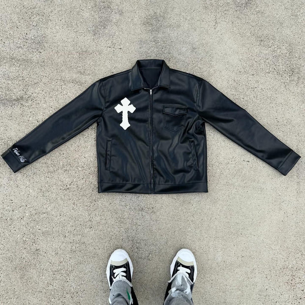 Casual personalized zipper lapel long-sleeved shirt jacket